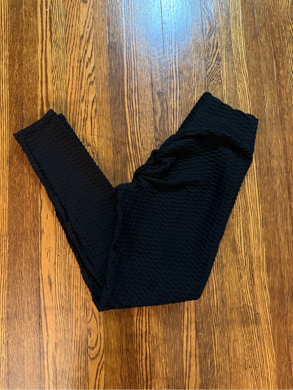 Black Honeycomb Textured Scrunch Booty Leggings High Waisted Size M